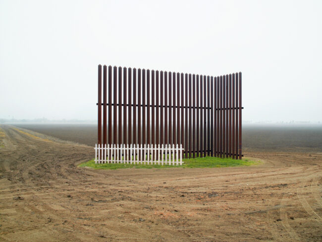 From the "Keep Off My Lawn" series. 2021 by M. Kosturos

A proposal for a friendly and affordable way to plug the holes in the US - Mexico border wall. This one positions the picket fence together with a test segment of the border wall. One of the most beautiful photos made of the border wall, this image was captured by Richard Misrach and can be found in his book Border Cantos, which documents the wall. Misrach's work has inspired me since the late 80's when I began making fine art photography. I appropriate his images with great respect! 

This is a work in progress, not the final image. I will release the digital print in an edition of 3.

#keepoffmylawn #buildthewall #marinopenstudios #SFAIalumni 

See more of my work on Instagram. https://www.instagram.com/mkosturosartist/