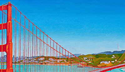 Mt Tamalpais winter sunset - Left - 12″H x 36″W x 1-1/2″D original oil painting

Oil paint on stretched canvas mounted on wood stretcher bars

An original oil painting of the Golden Gate Bridge, under a clear blue sky and  the San Francisco skyline landscape in the background.

No need to frame

Certificate of Authenticity included with purchase of original

All rights reserved by Nancy L. McLennon
