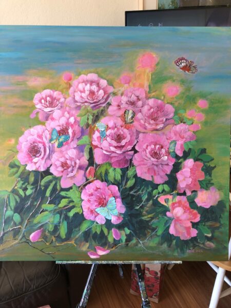 Peony and butterflys