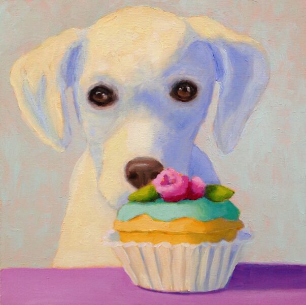 Puppy with Cupcake