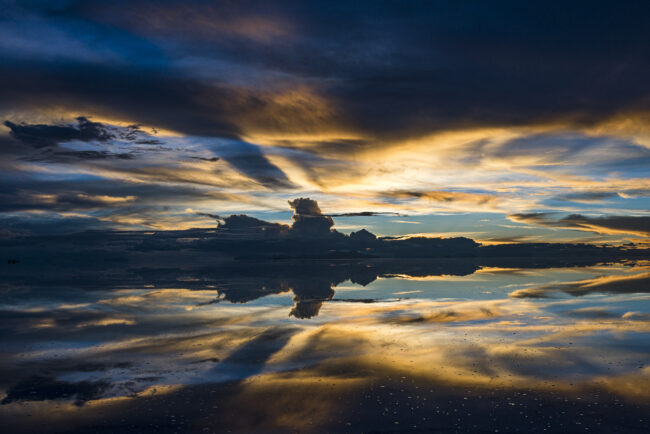 Sunset over Salar de Uyuni Salt Flats