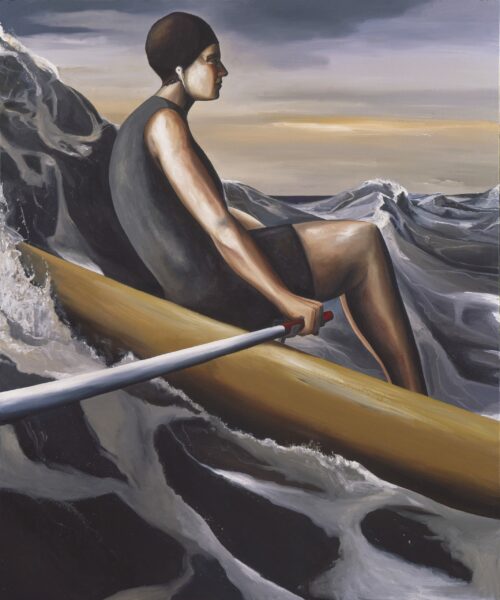Calm Woman Before a Turbulent Sea