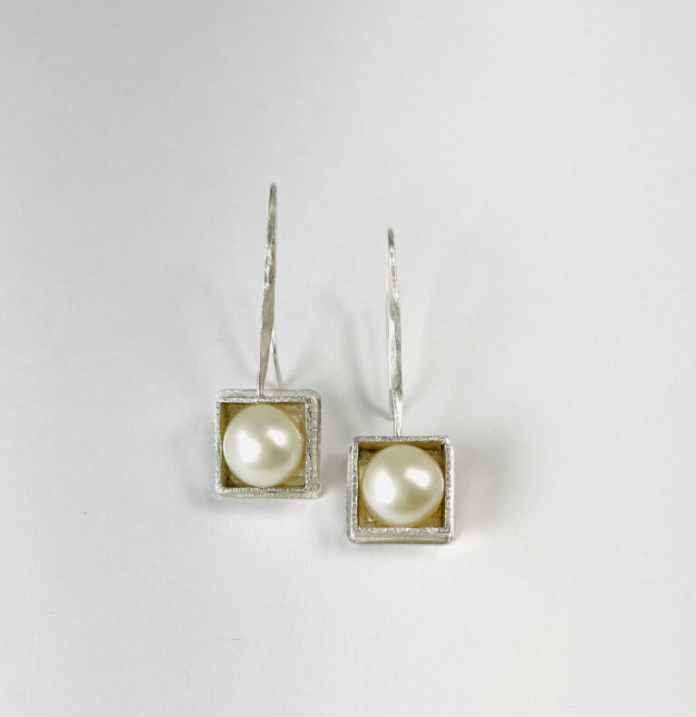 ‘Pearl in a box’ earrings