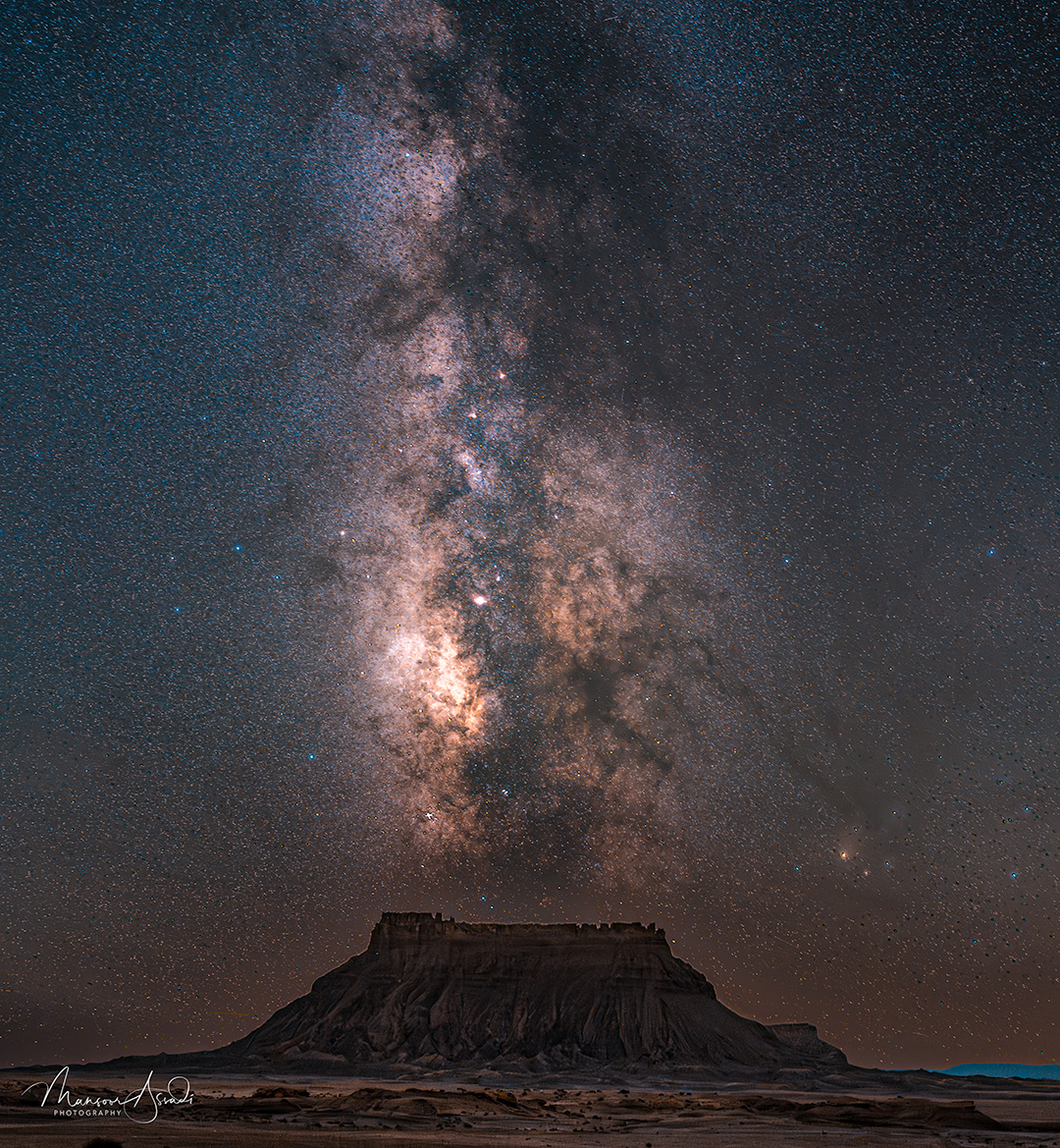 The Milky Way over factory Butte, Utah