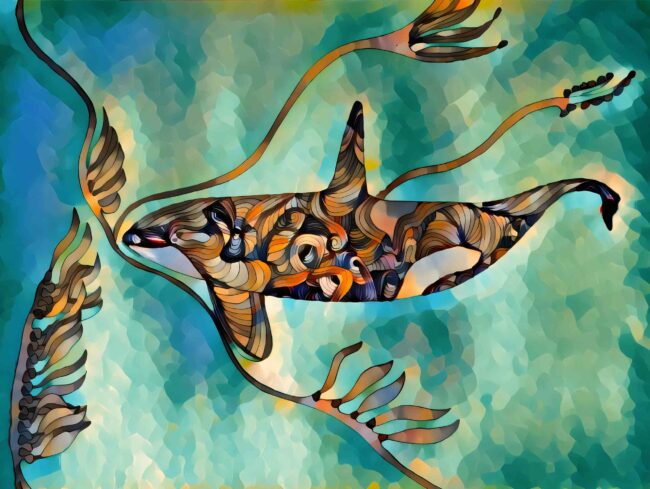 Orca Playing in the Kelp Forest