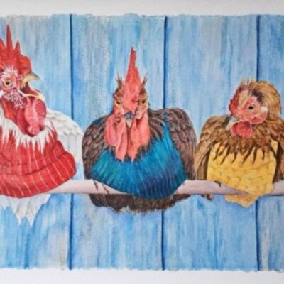 Yackety-yak - Watercolor 23 x 29  - framed