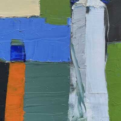 Tower in color block landscape. 
Homage Nicolas de Staël.